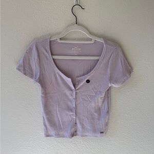 Hollister Light Purple Button-Down Baby-Tee